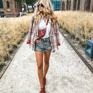 Zara Multicolor Jewel Button Tweed Jacket